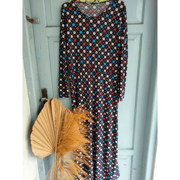 Preloved Gamis Polkadot Hitam