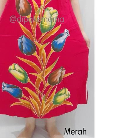 Daster Hengky / Daster Sikak / Daster Ibu Motif Tulip - Merah