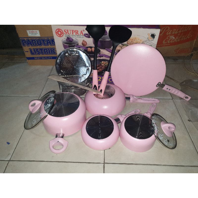 Supra Cookware Set Premium 12pcs / Panci Set Supra 12pcs  GOJEK
