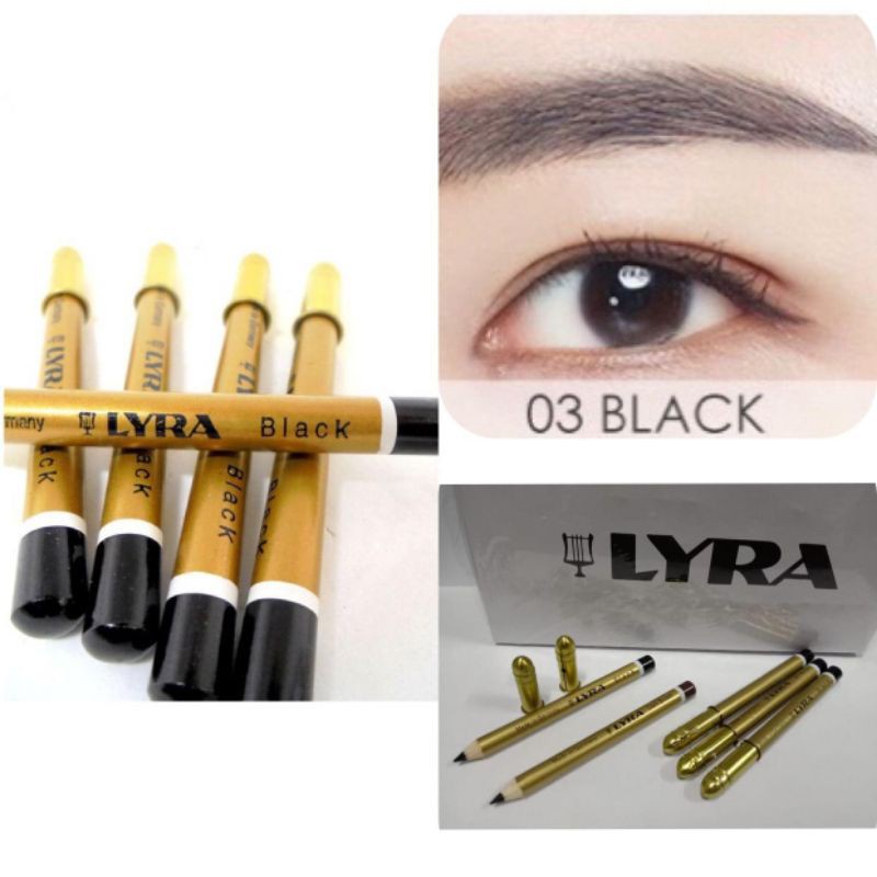 Pensil Alis Lyra Brown &amp; Black | Lira Penebal Penghitam Alis Mata Celak/Calak Original Warna Hitam dan Coklat