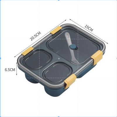 KOTAK MAKAN 3 GRID DENGAN KOTAK SUP DAN FREE SENDOK/ANTI BOCOR 850ML