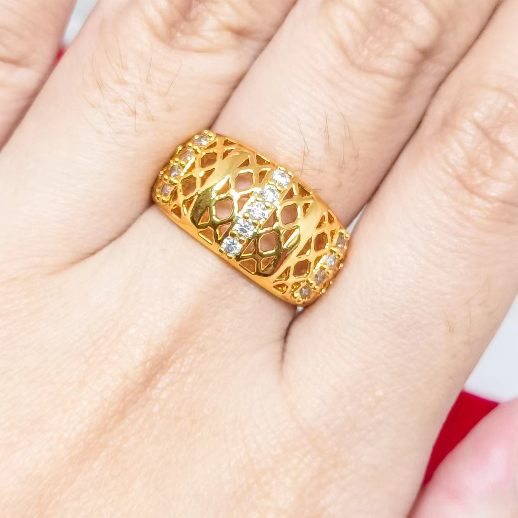 zircon Cincin Cantik cinta Wanita fashionxuping perhiasan lapis Emas 24k Gold