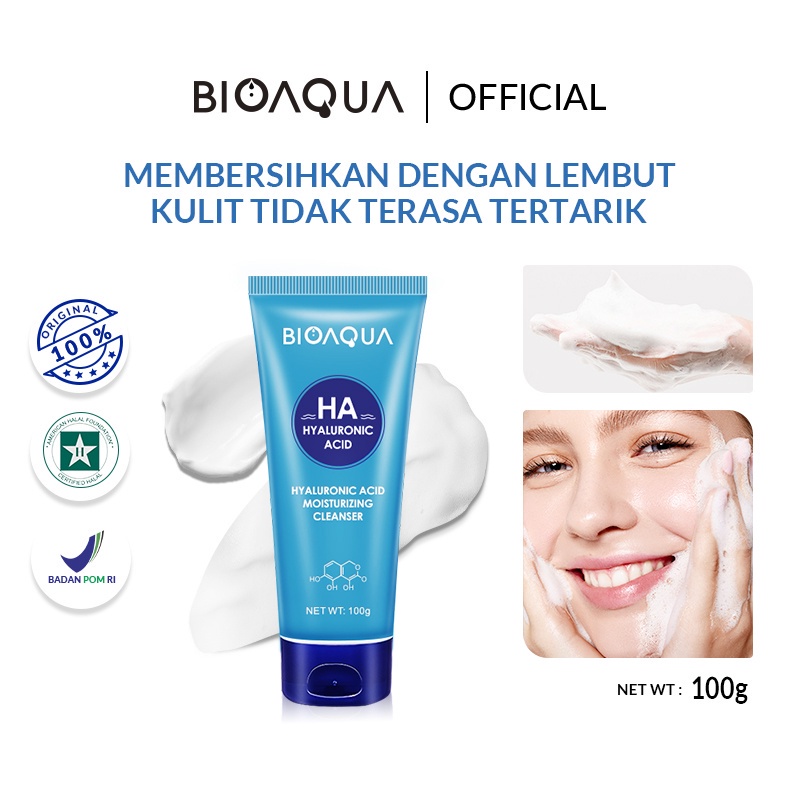 BISA COD BIOAQUA Face Wash Hyaluronic Acid Moisturizing Cleanser 100g Pembersih Wajah RUMAH CANTIK 354