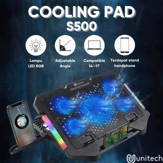 Unitech Coolingpad Gaming 5 kipas RGB Plus Docking Handphone S500