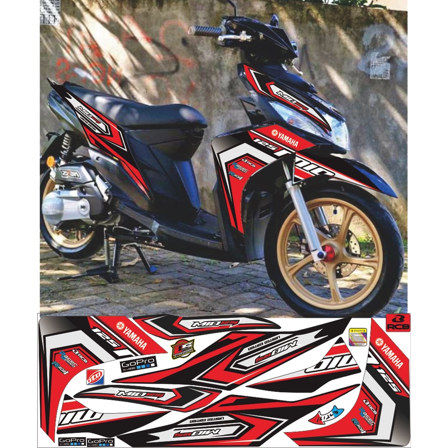 STRIPING MIO M3/MIO Z CONCEPT RACING WARNA HITAM LIS MERAH