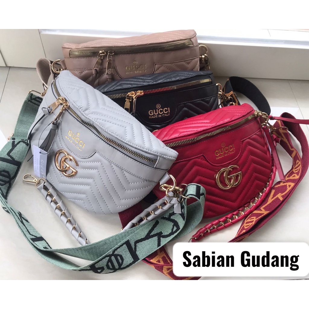 11.11 SALE : Tas Pinggang WAIST BAG Terbaru GG Bordir Zigzag