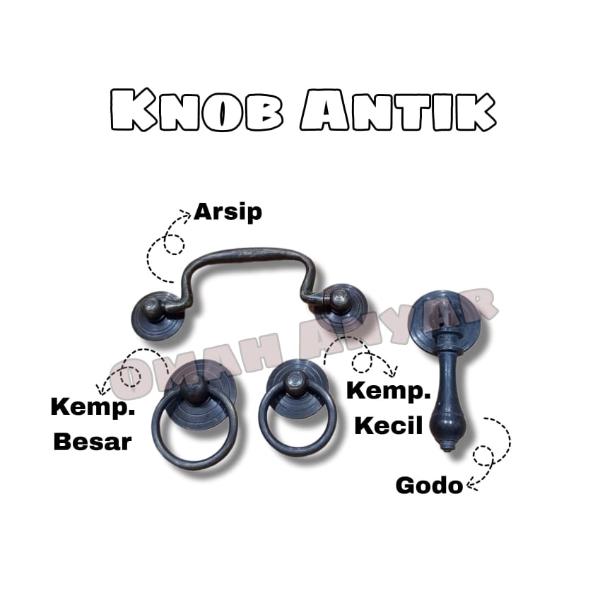 Handle Knob Tarikan Laci Anting Antique Cooper Antik Vintage