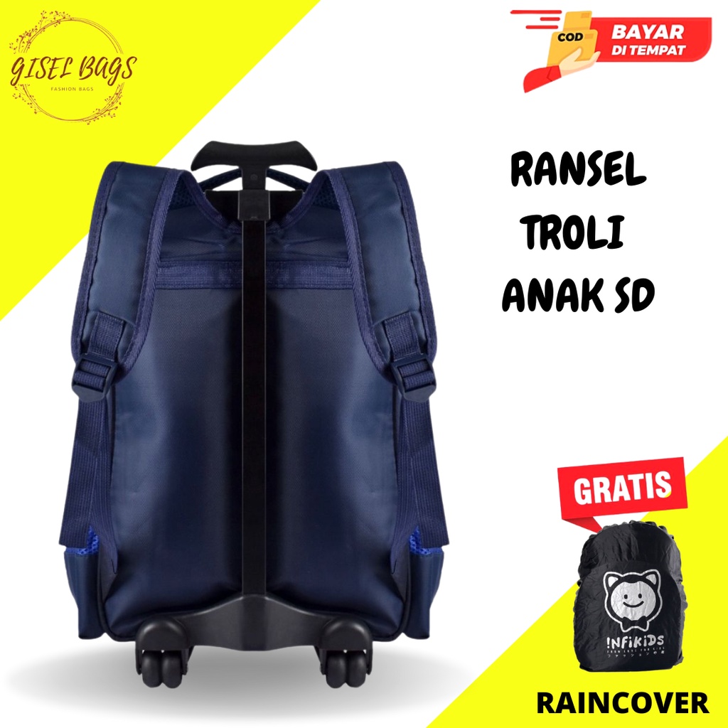 Tas troli anak laki laki sekolah sd import gambar timbul karakter superhero waterproof