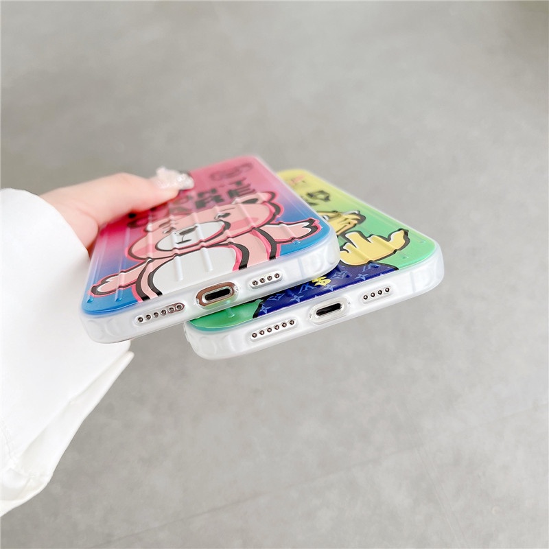 Soft Case TPU Motif Beruang Bebek Keberuntungan 3D Untuk IPhone 13 12 11 Pro Max