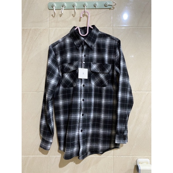 Kemeja Prepp Studio Ultimate Double Pocket Flannel Black White