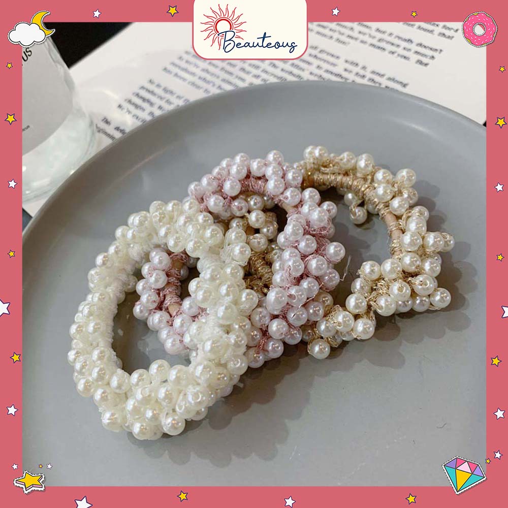 Ikat Rambut Karet Elastis Mutiara Aksesoris Korean Style