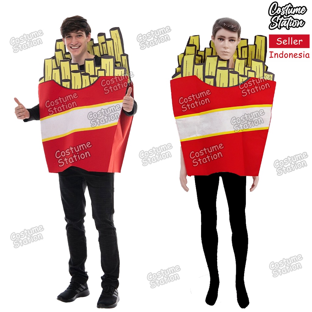 Kostum French Fries Mascot / Costume Kentang Goreng Maskot Makanan Halloween Dewasa