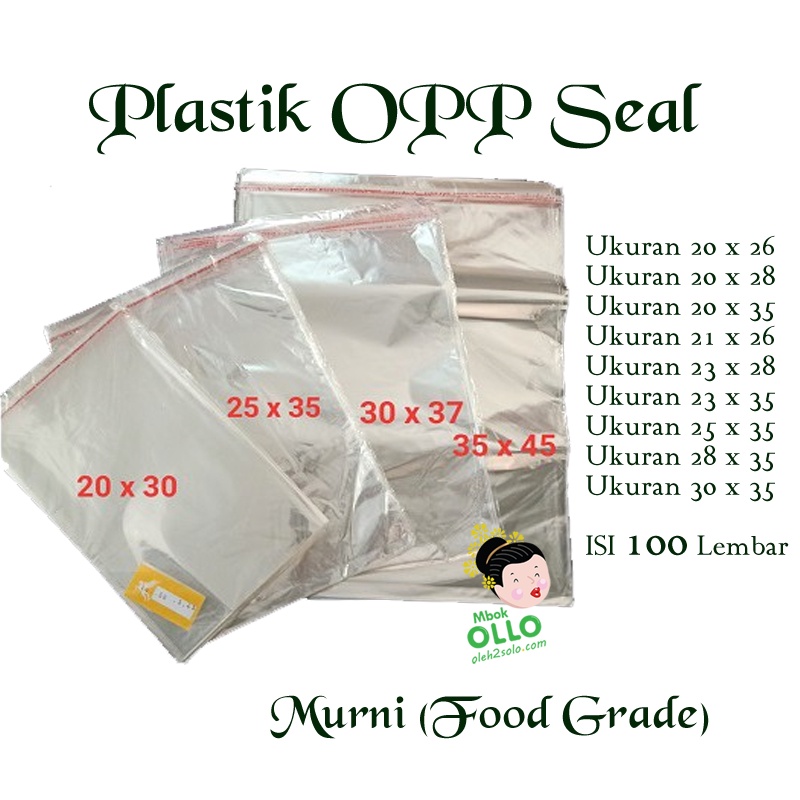 Plastik OPP Seal/Lem Isi 100 Lembar Ukuran 20x26, 20x28, 20x35, 21x26, 23x28, 23x35, 25x35, 28x35, 3