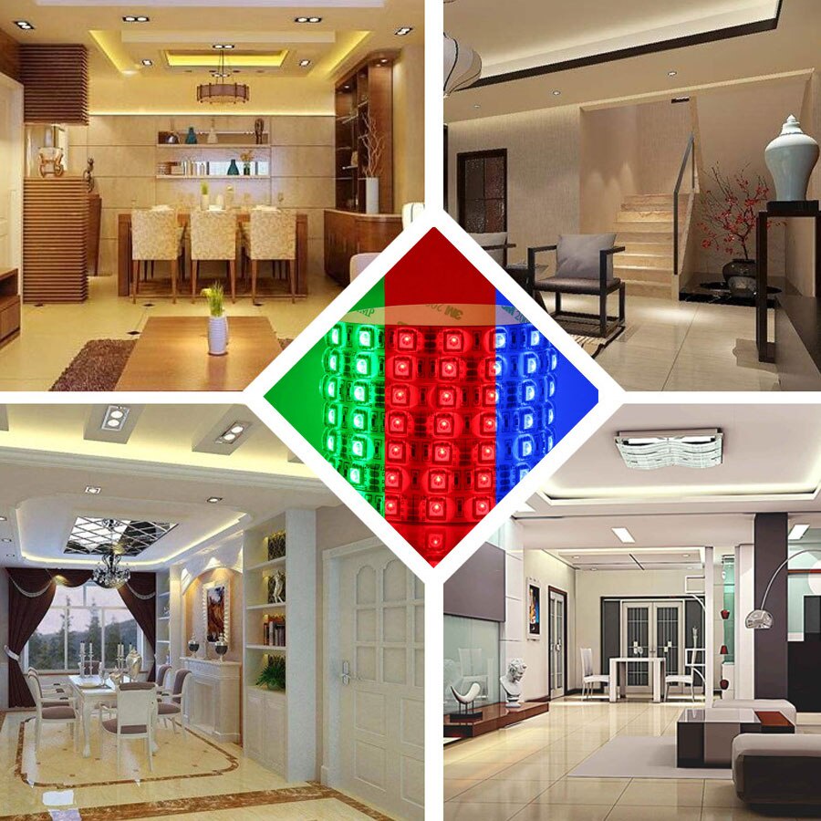 Lampu LED strip 4040 IP44 Mata Besar 5m 12V Putih Kuning WarmWhite Merah Hijau Biru Pink 5050 HIAS TEMPEL TAPE