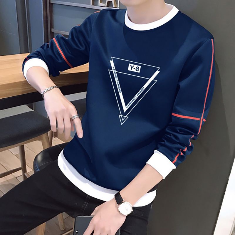 Sweater crewneck pria PEOJECT STRIP termurah/sweater basic kekinian bahan fleece tebal