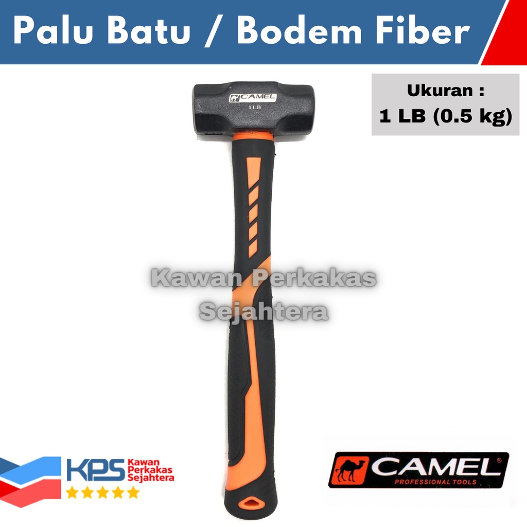CAMEL Palu Batu Gagang Fiber 1 LB (0.5 kg) | Bodem Godam Gagang Karet Rubber Grip 1LB