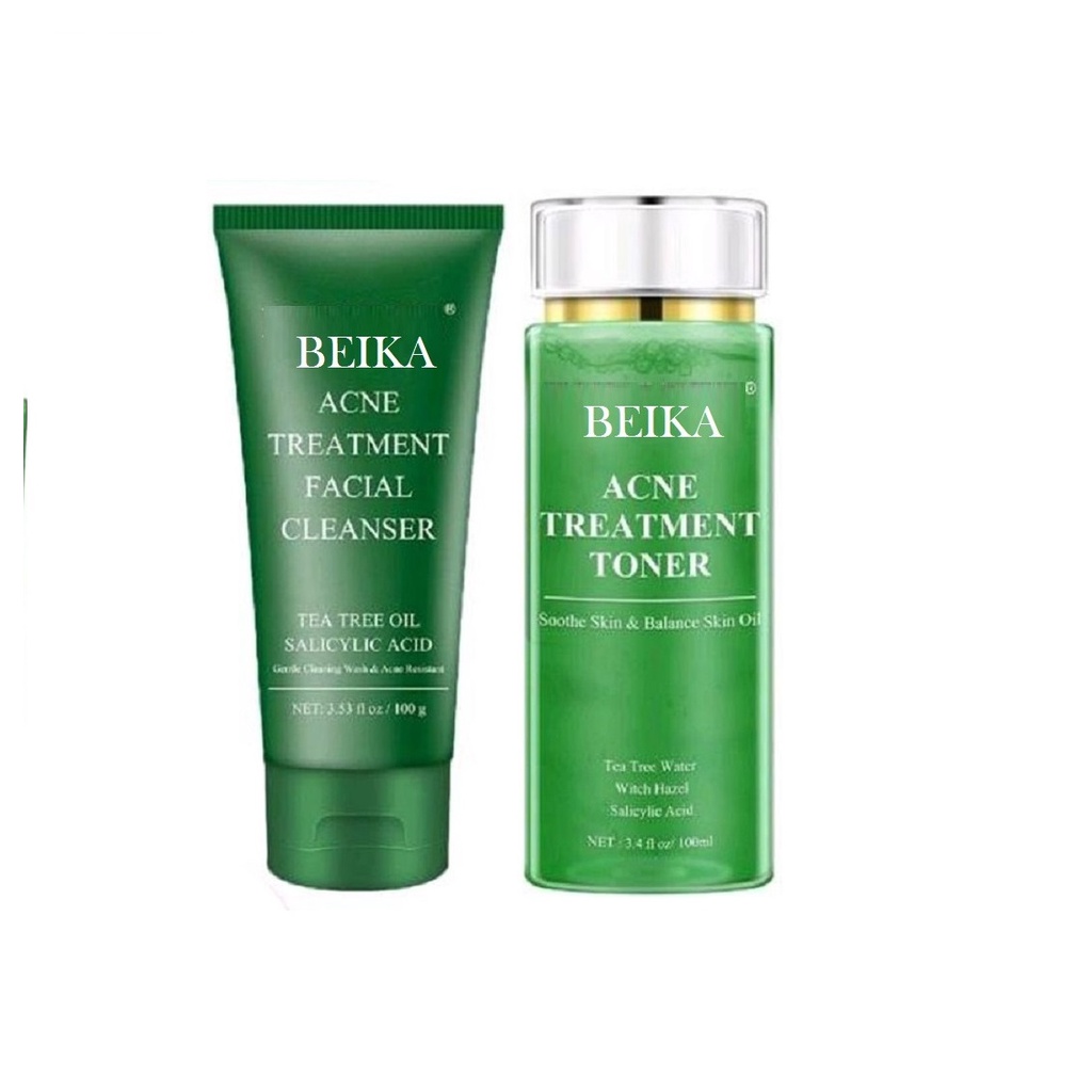 Acne Cleanser Set - Facial Cleanser + Treatment Toner Membersihkan Wajah Berjerawat (2 pcs)