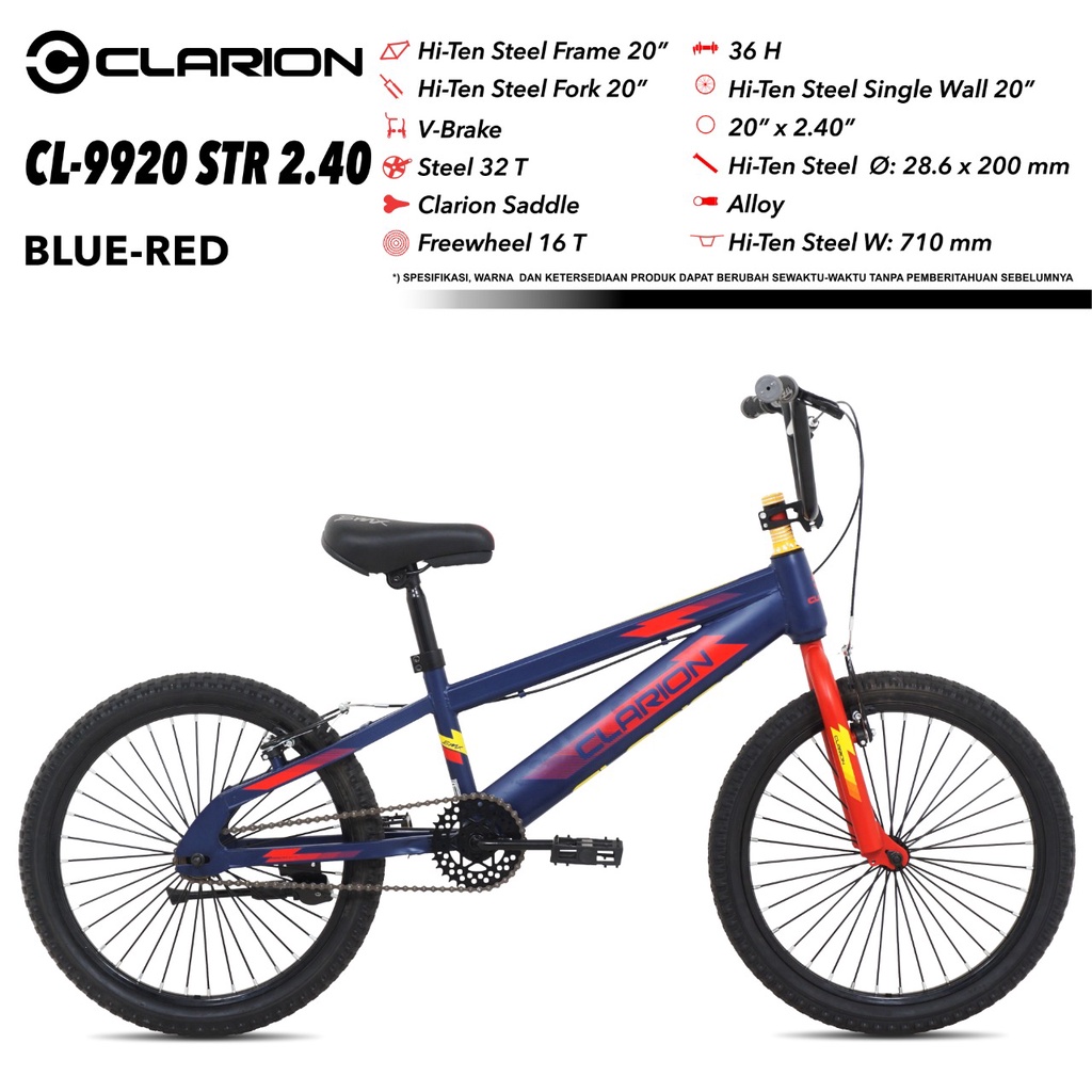 sepeda bmx clarion 20 inch CL 9920 STR 2.40 CLARION BY pacific