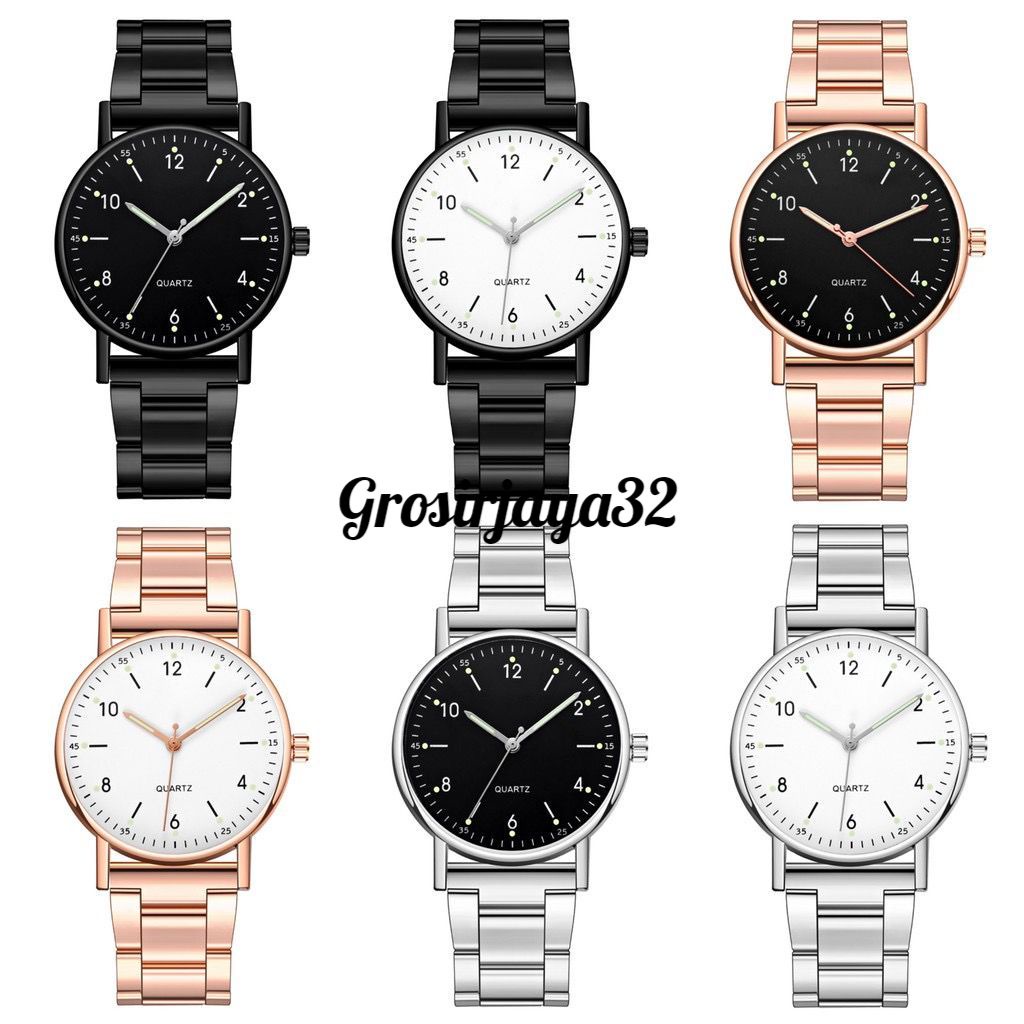 (GROSIRJAYA32) Jam Tangan Emilio Analog Strap Stainless Steel Casual Quartz Unisex Fashion Watch Analog Import