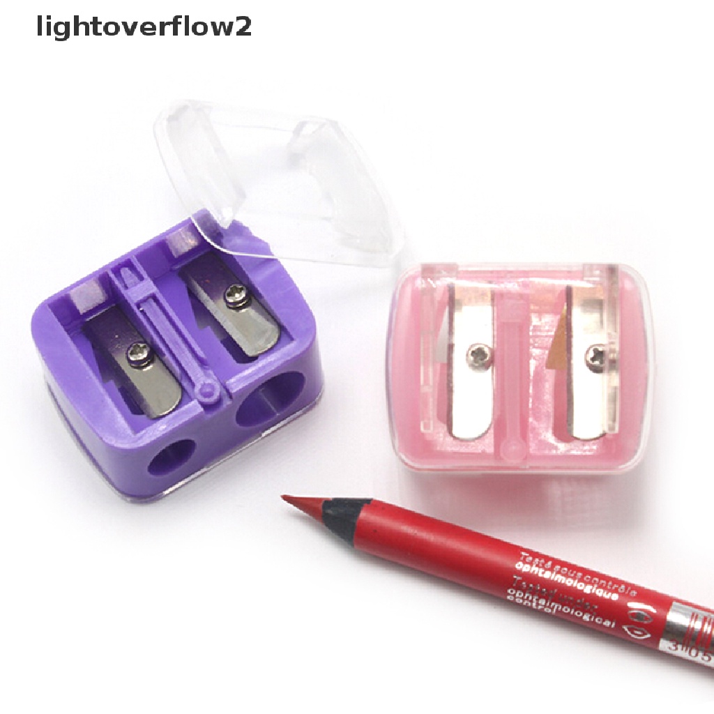 (lightoverflow2) Rautan Pensil Alis / Lip Liner / Eyeliner 2 Lubang Rautan Pensil Bahan Plastik Untuk Sekolah / Kantor Mainan Boneka Stuffed Plush Lucu