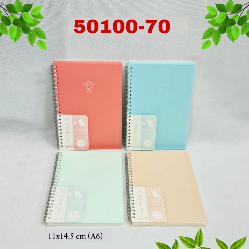 Buku Tulis Spiral / Notebook / Binder Ring Cover Plastik A6 -80