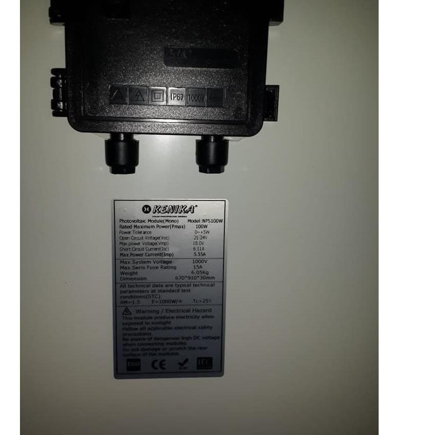 Jual Harga SpesialKENIKA 100WP/18V MONO SOLAR PANEL SURYA [NMS100W
