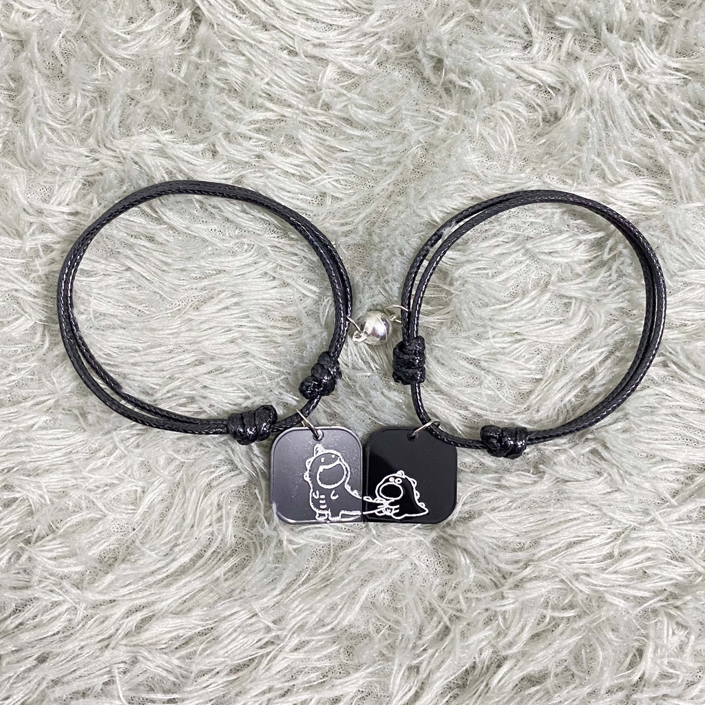 Gelang Couple Dino SERIES V2 Magnet Gelang Tangan Couple Pasangan Dan Sahabat Tali Hitam Pria Wanita Keren P2