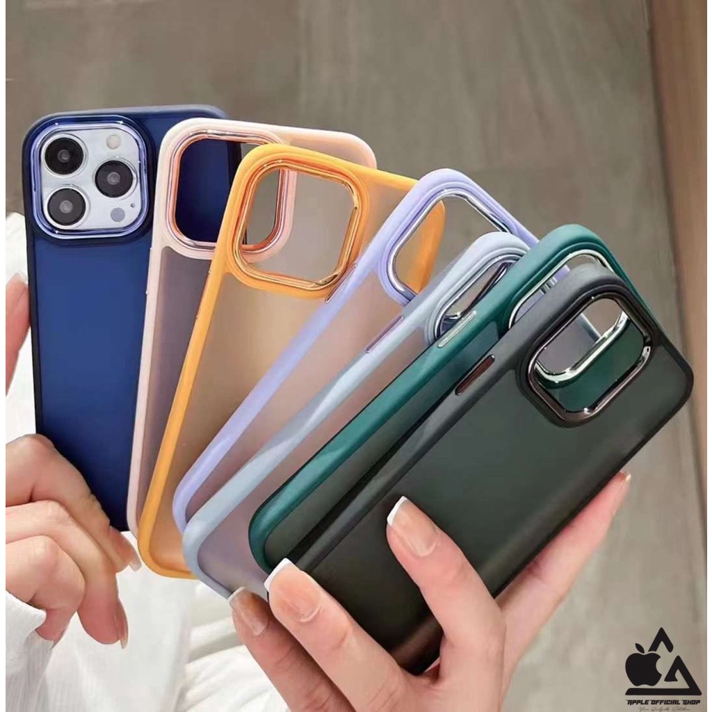 Premium Softcase Dove Kamera Chrome iPhone 13 Pro Max 12 PRO MAX 11 PRO MAX XR X XS MAX 7 7+ 8 8+ SE 2 3 Matte Anti Minyak With Frame Camera Krom Pelindung Kamera Softcase Silikon Jelly Clear Cover Bukan Silicone