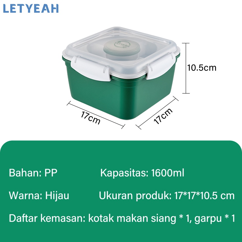 letyeah Kotak makan anti tumpah dengan sauce cup /1600ml lunch box tempat makan double layer/salad box