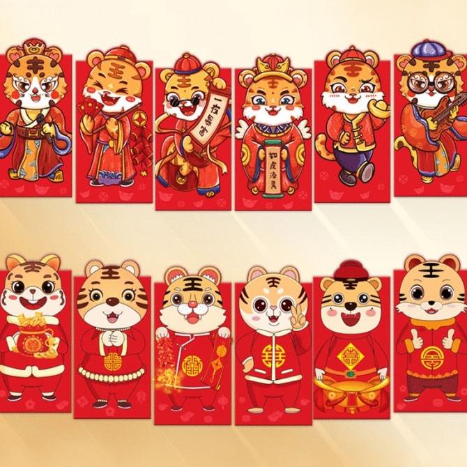 

(Fcc) 6Pcs 2022 Amplop Angpao Tahun Baru Cina / Imlek Gambar Kartun