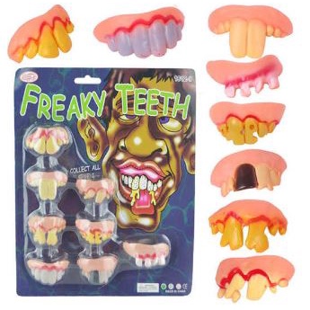 Freaky teeh set 8 pcs gigi palsu ompong rusak funny prank toys mainan