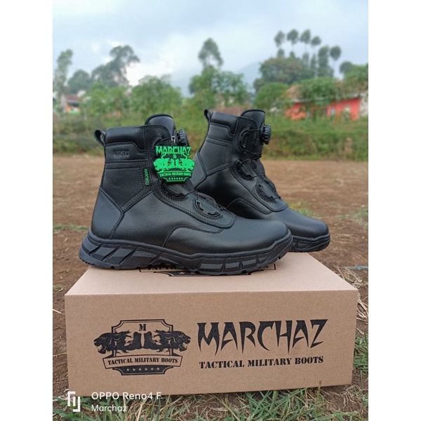 SEPATU PDH TALI PUTAR PENDEK MERK MARCHAZ HITAM FULL KULIT DOF