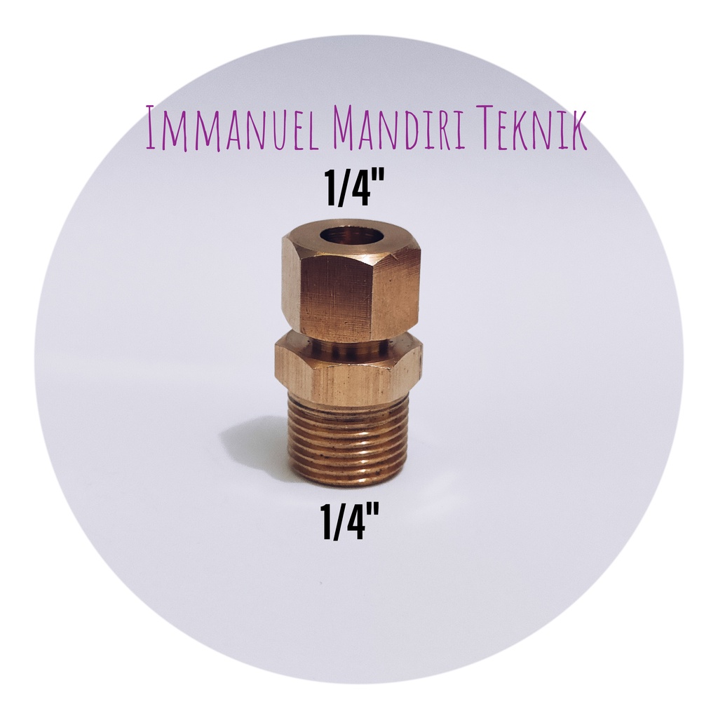 Nepel Pipa Tembaga 1/4 x 1/4 / Male Connector 1/4 x 6mm cincin