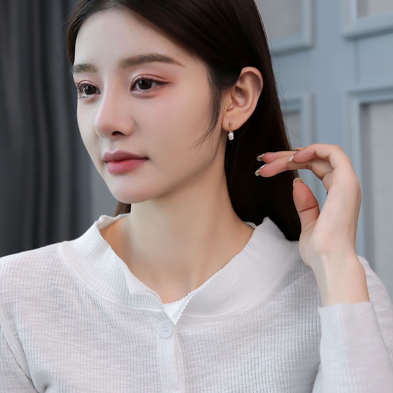 Anting Kristal Mutiara Air Tawar Alami Gaya Korea