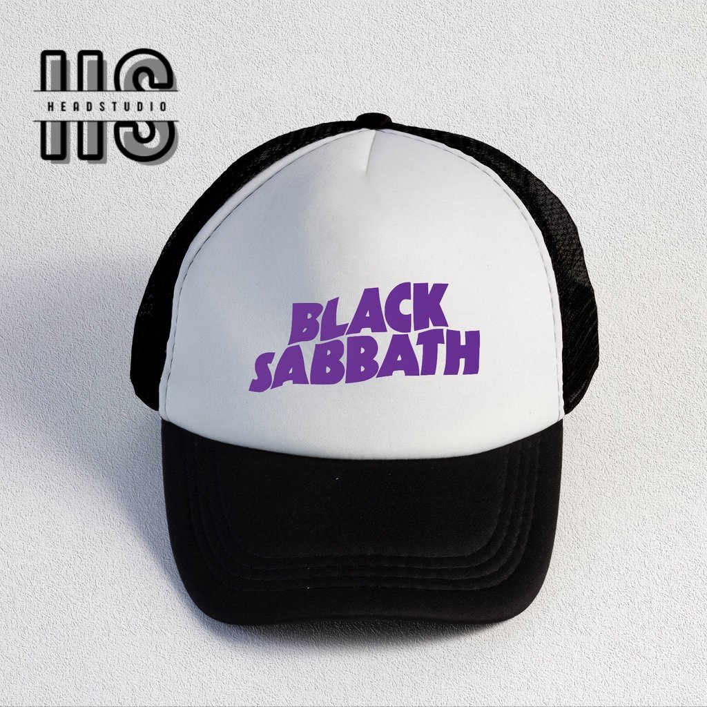 Black Sabbath | Trucker Hat Best Seller | Topi Pria | Topi | Trucker | Topi Band | Baseball | Band | Topi Jaring | Topi Sablon | Head Studio