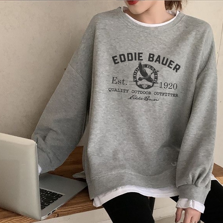 Sweater Eddie Bauer | Korean Style Sweatshirt | Atasan Oblong Wanita Dan Pria | Bahan Fleece tebal dan lembut | Pic Sablon | Allsize