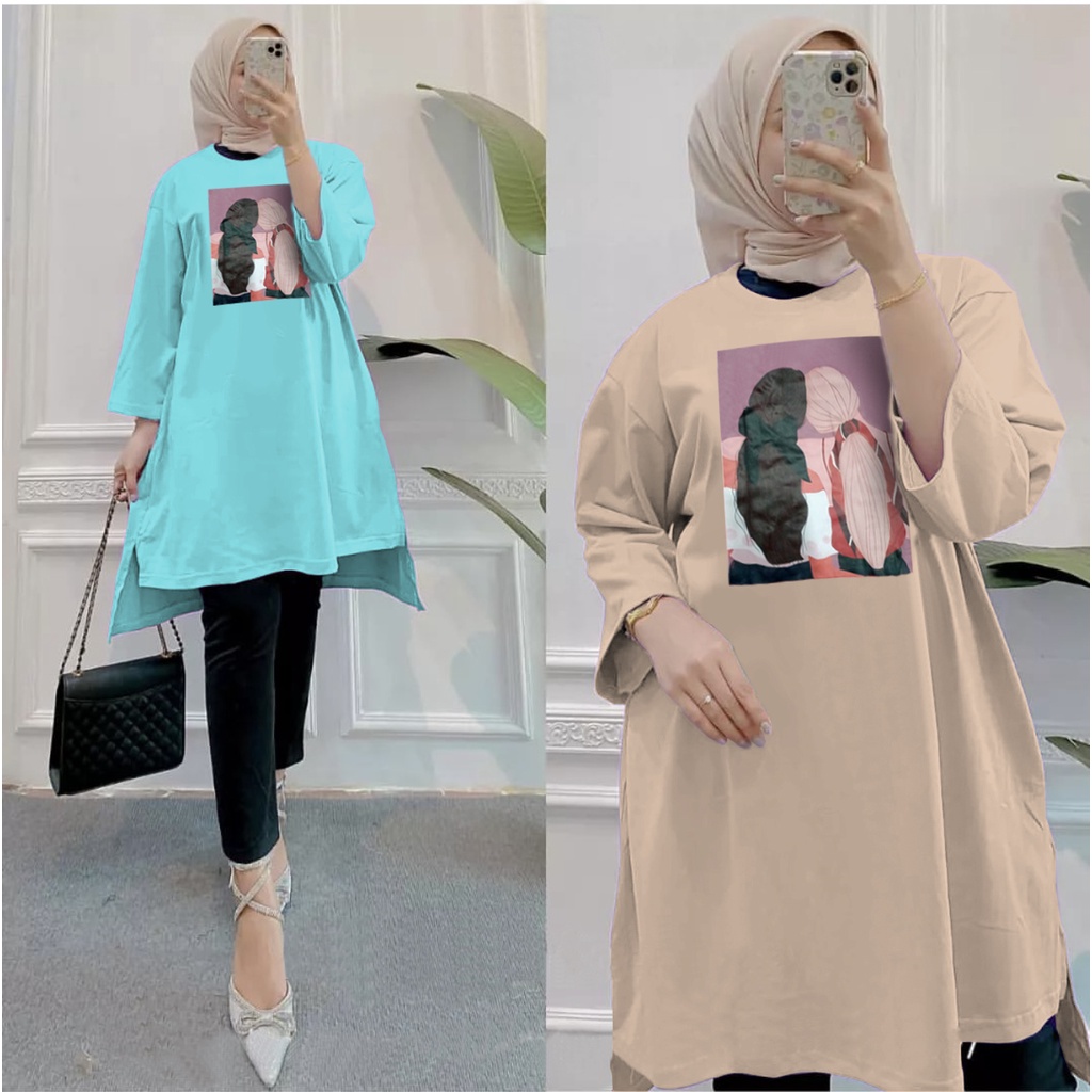 GR TUNIK OVERSIZE BASIC KAOS JUMBO GAMBAR PRINT DTF LEMBUT (BUKAN SABLON) TUNIK BABYTERRY SR575