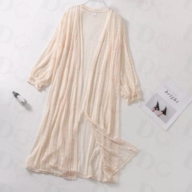 Sale [ BISA COD ]  KARDIGAN BRUKAT MOTIF BUNGA / LONG CARDI OUTER BROKAT IMPORT / OUTER LACE PAKAIAN