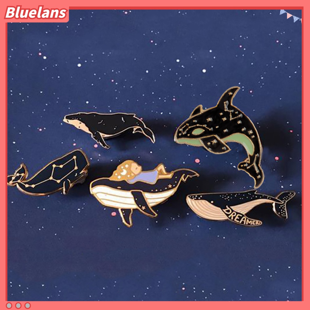 1pc Bros Pin Enamel Bentuk Kartun Paus Lumba-Lumba Untuk Unisex