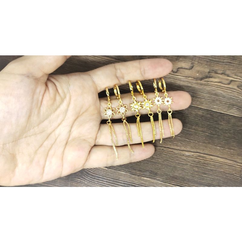 Fifi Fashion Anting Gantung Juntai Model Perhiasan Lapis Emas 18K A0010