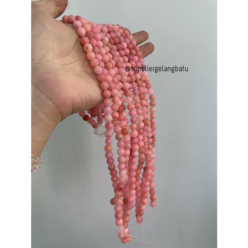 batu 8mm pink angelite natural aksesoris korea bahan gelang kalung