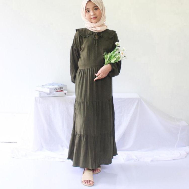 Siap Kirim Midi Dress Anak Perempuan Usia 9 - 12 tahun / Gamis anak tanggung / baju muslim anak terb