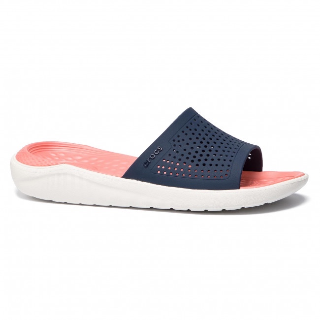 CROCS SANDAL WANITA LITERIDE SLIDE WOMEN ORIGINAL CROCS - NAVY PEACH PROMO