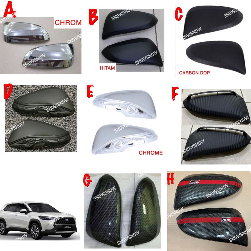 Spion Cover Corolla Cross 2022 2023 Chrome Hitam Carbon