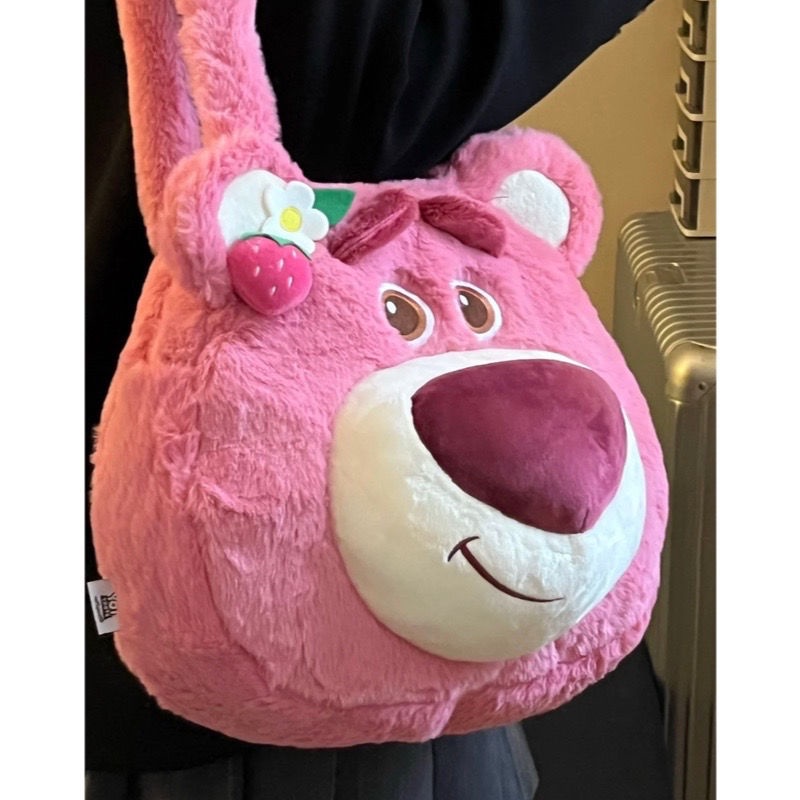 ⊕☃♟Sera Strawberry Bear Disney Tas Bahu Mewah Wanita Kapasitas Besar Tote Bag Lucu Mahasiswa Kelas Tas Commuter Bag