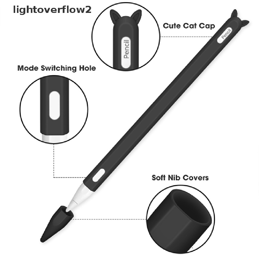 (lightoverflow2) Cover Pelindung Pen Stylus Apple Pencil iPad Bahan Silikon (ID)