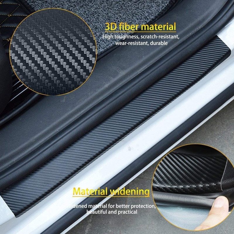 Stiker Strip Karet Carbon Fiber Pelindung Pinggiran Bumper Pintu Mobil DIY Anti Benturan