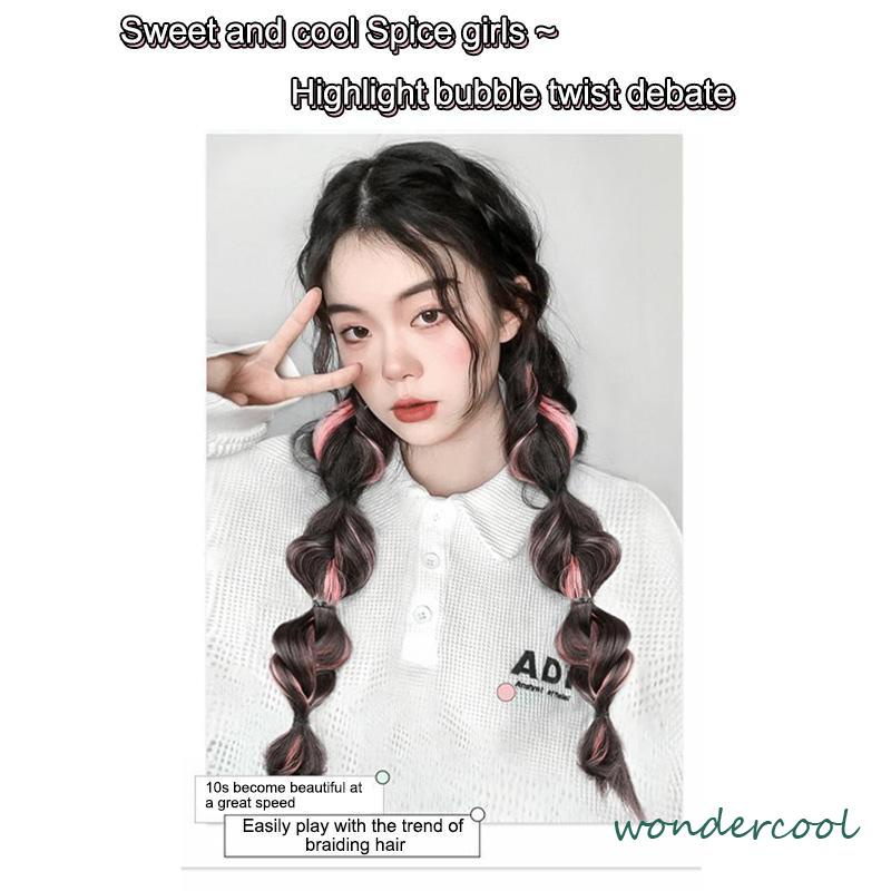 Ekor Kuda Poni Ganda Tinggi Wanita  Sorot Lantern Puff  Kepang Twist  Kepang Wig Tali-Won