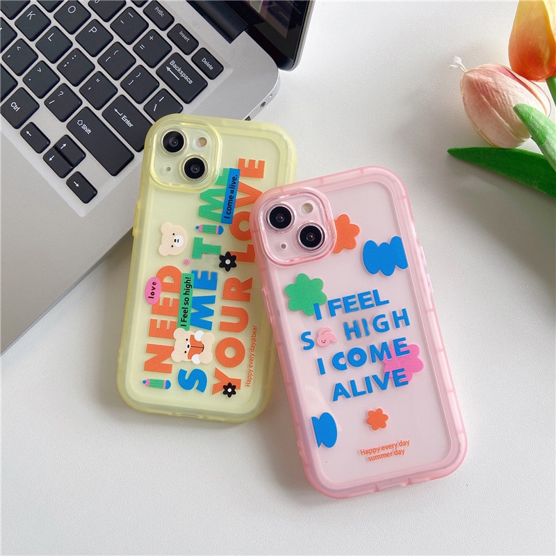 Soft Case TPU Shockproof Motif Kartun Beruang Untuk IPhone 13 12 11 Pro Max X Xs Max XR 8 7 Plus