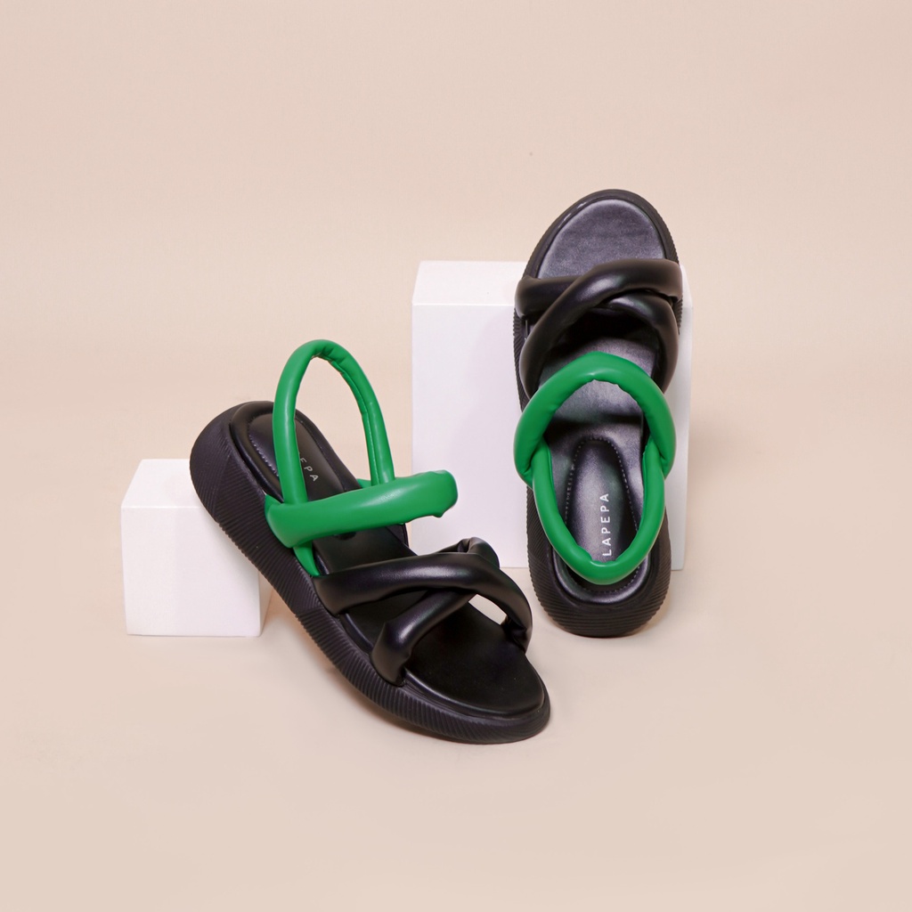 Adarastore -Lapepa VIVIAN Mix Color Sandal Wedges Kekinian Sendal Sepatu Model Tali Silang